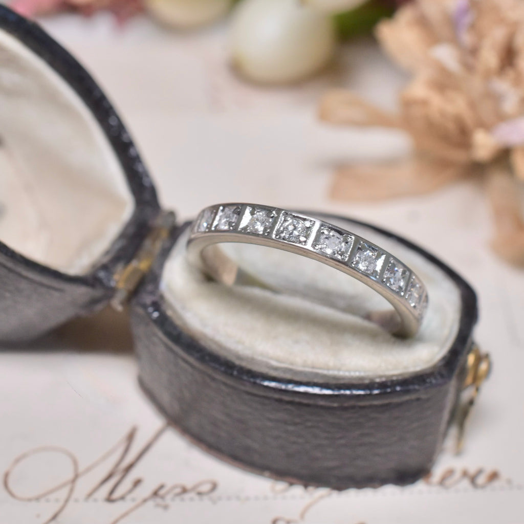 Vintage 18ct White Gold And Diamond Half Hoop Ring circa 1940-50’s