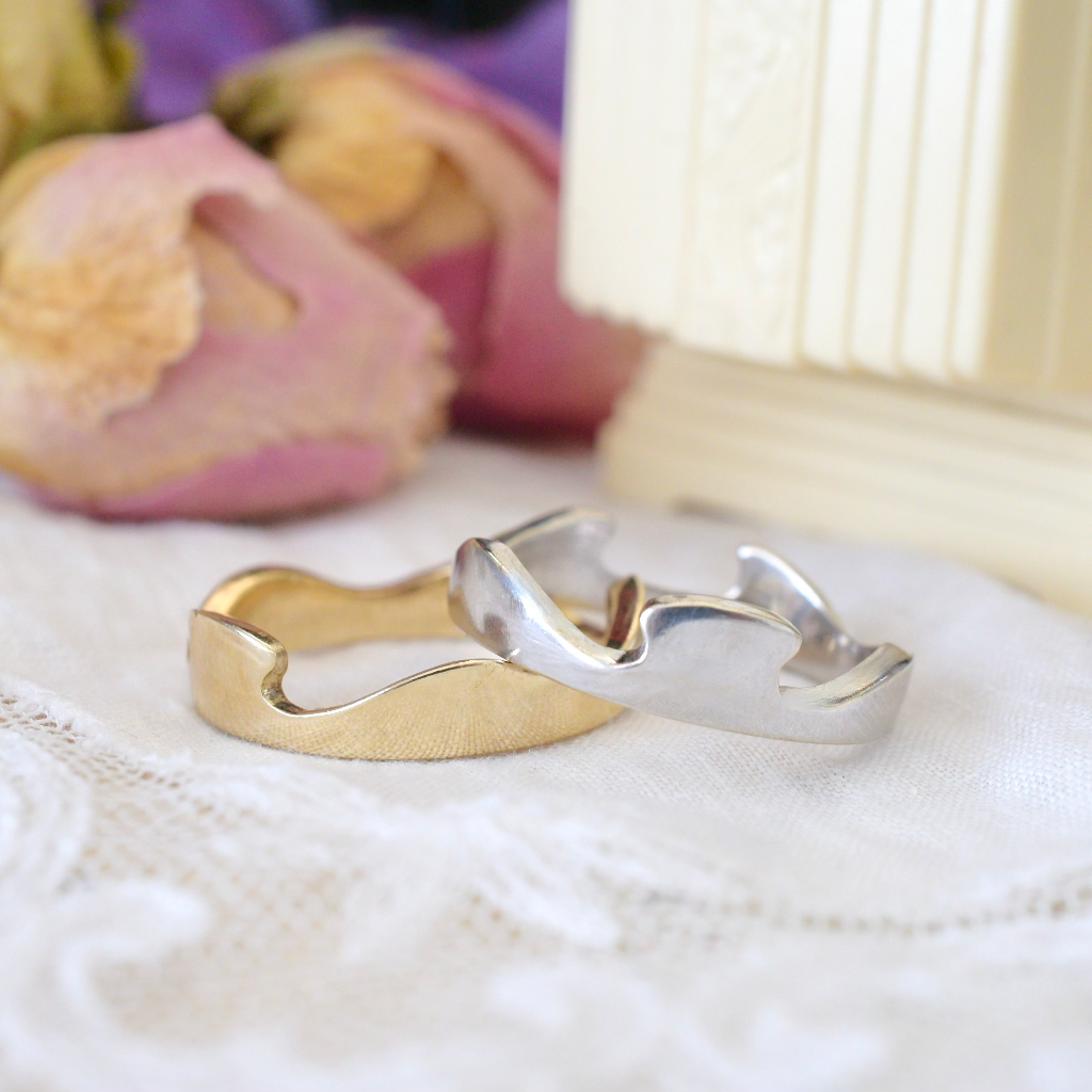Modern 9ct Yellow And White Gold ‘Interlocking’ Ring