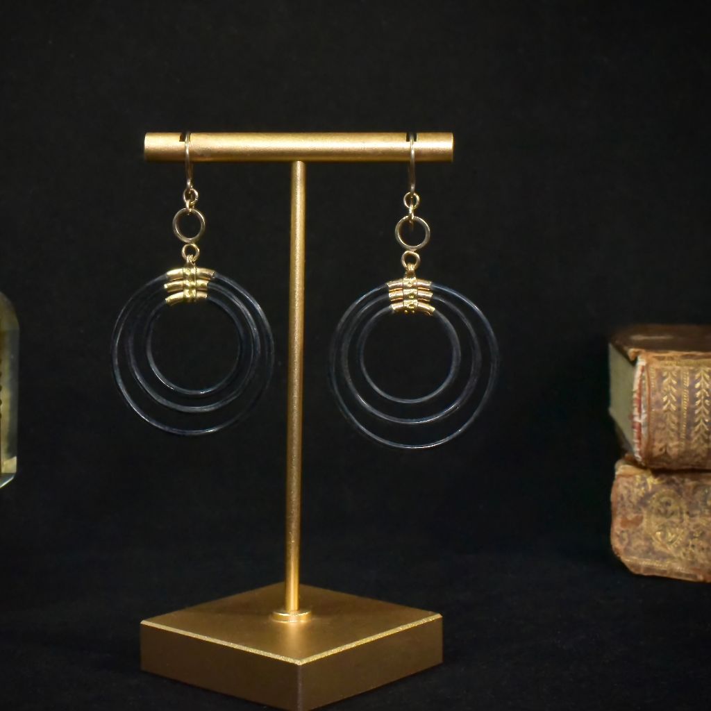Antique 9ct Gold Eléphant Hair Triple Hoop Earrings