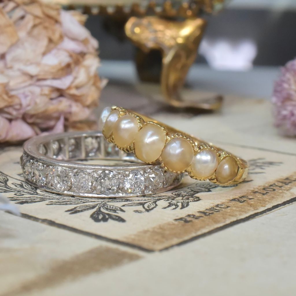 Antique Georgian 15ct Yellow Gold Half Hoop Natural Half Pearl Ring Circa 1815-25