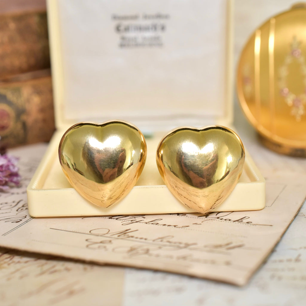 Contemporary 18ct Yellow Gold Italian/Arezzo ‘Heart’ Earrings - 11 Grams