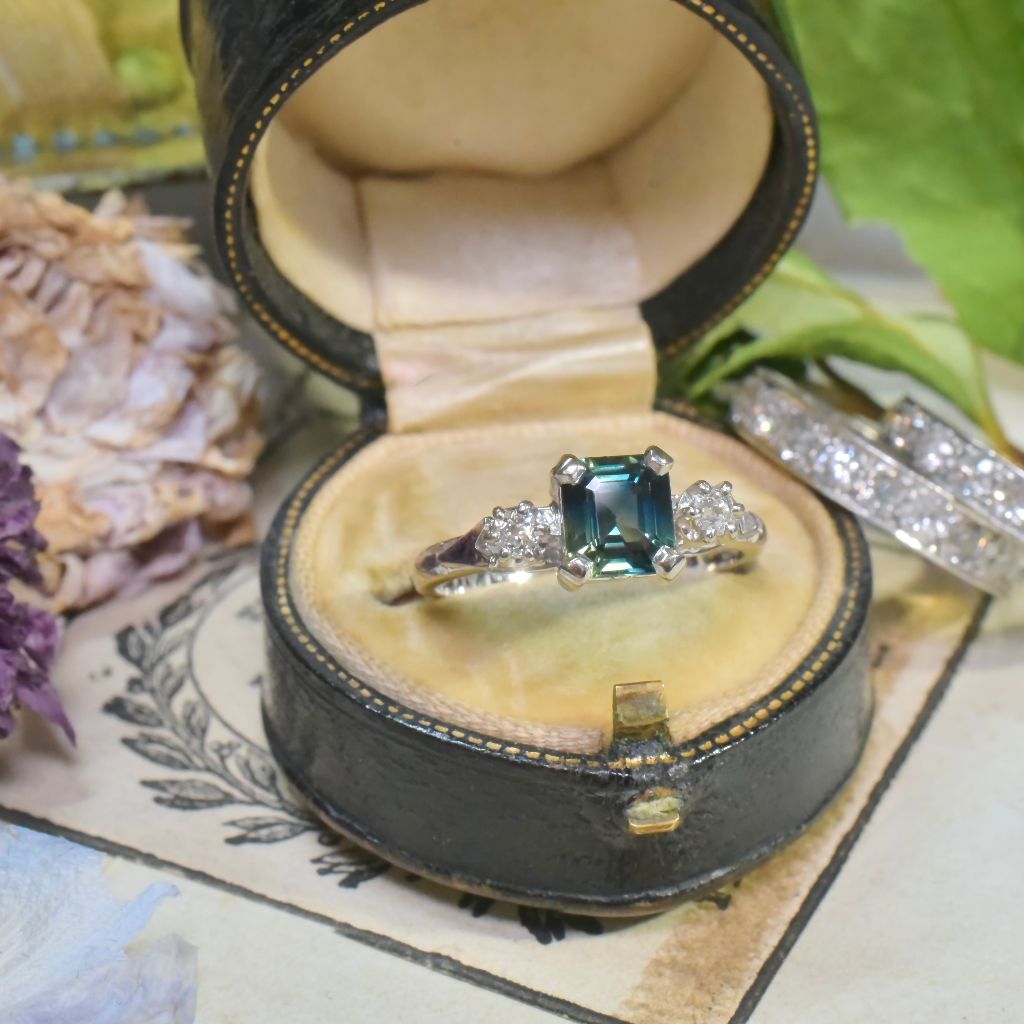 Vintage 18ct White Gold, Platinum, Palladium, Parti-Sapphire And Diamond Ring