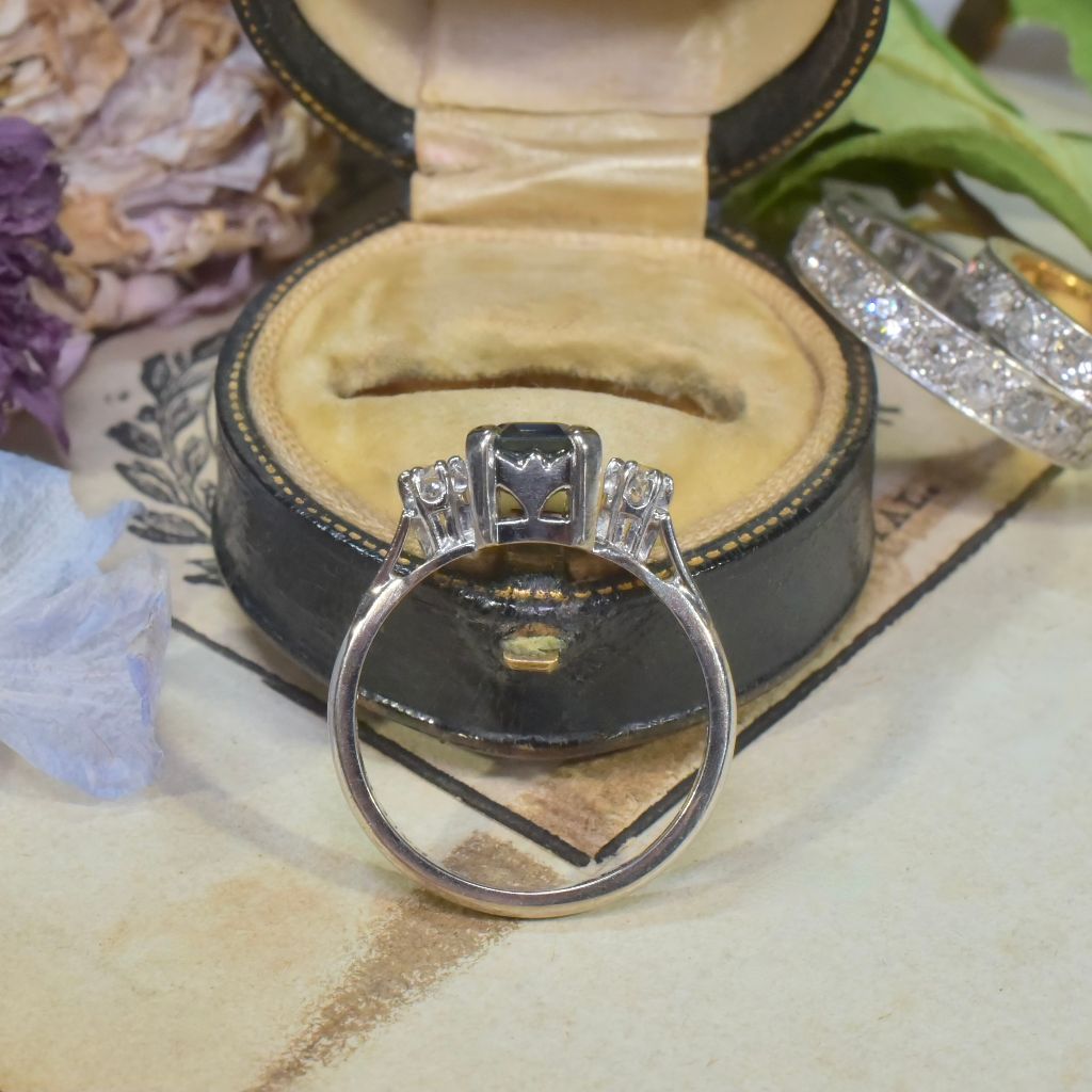Vintage 18ct White Gold, Platinum, Palladium, Parti-Sapphire And Diamond Ring