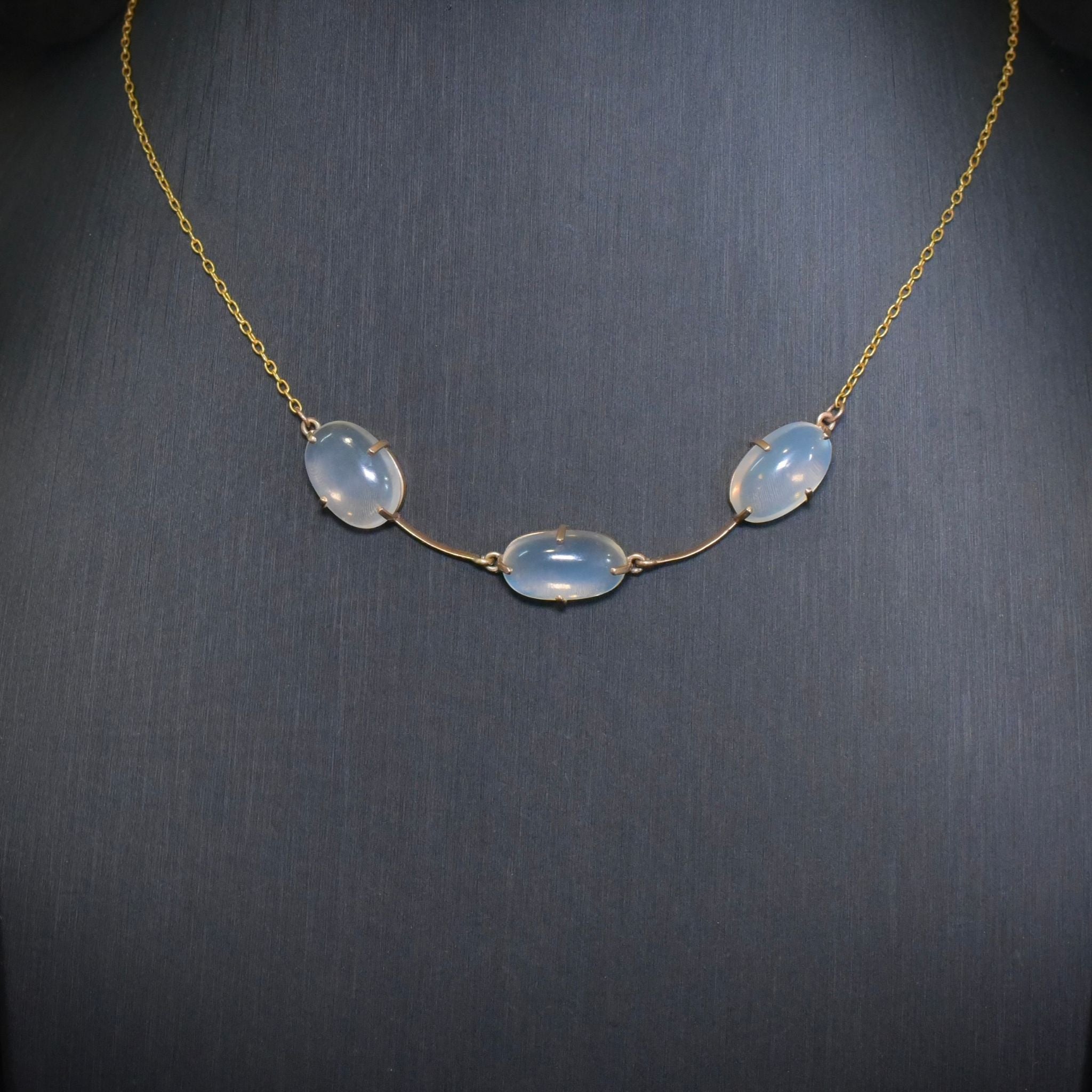 Ethereal Antique Edwardian 9ct Rose Gold And Moonstone Necklace Circa 1915