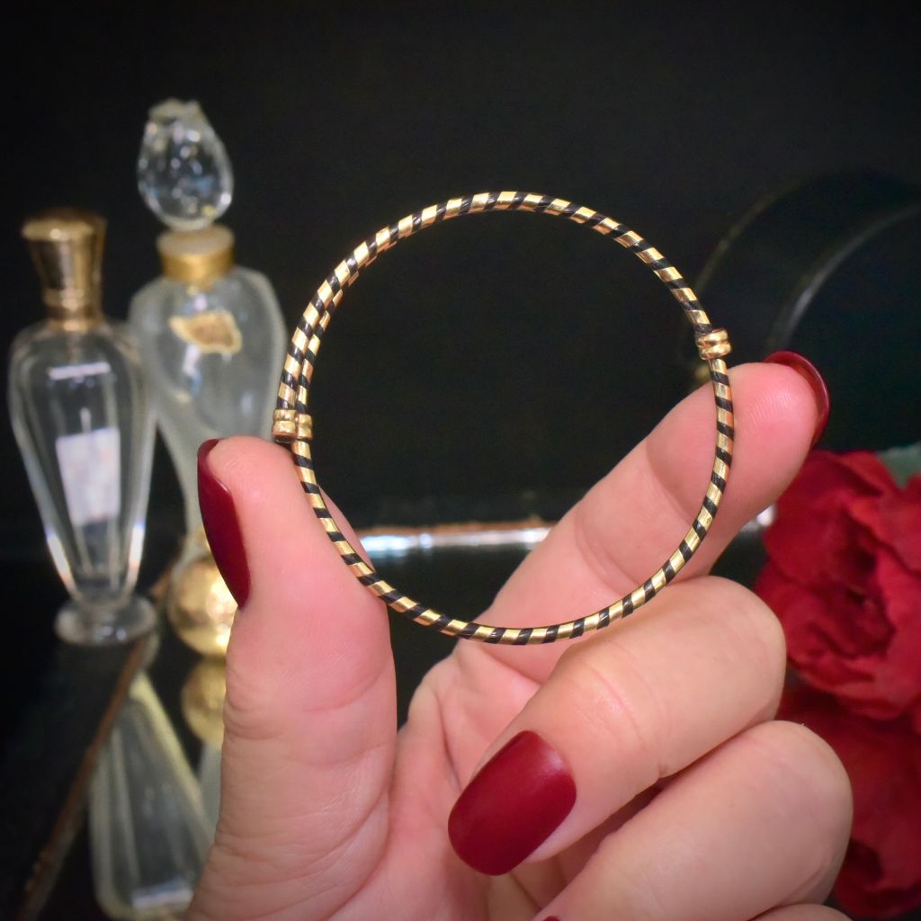 Antique Victorian/Early Edwardian Elephant Hair Crossover Bangle Circa 1900-1920