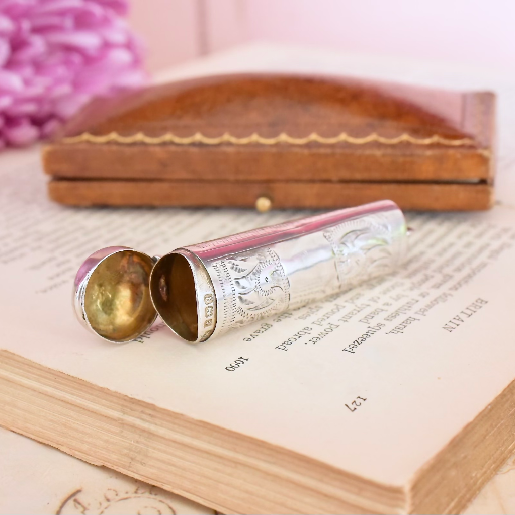 Antique Art Deco Sterling Silver Cheroot Holder Case - 1915