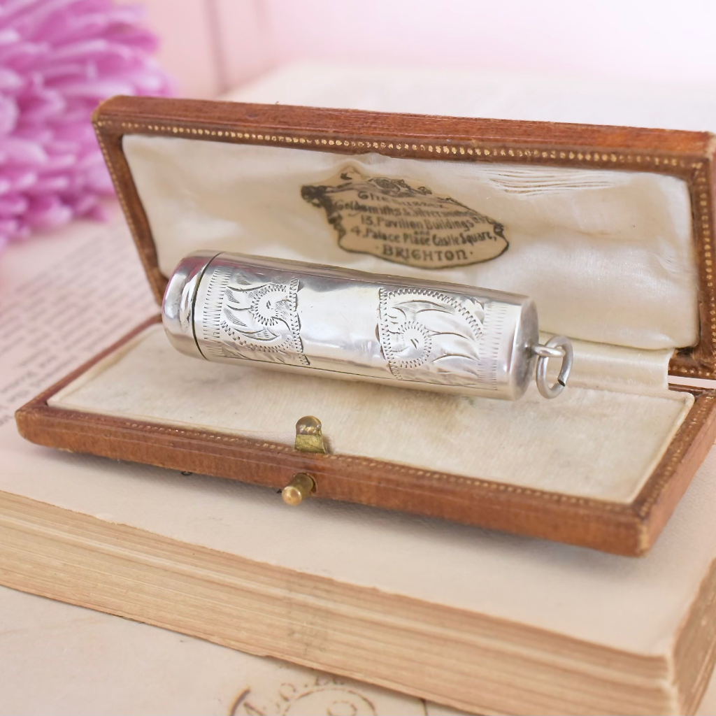 Antique Art Deco Sterling Silver Cheroot Holder Case - 1915