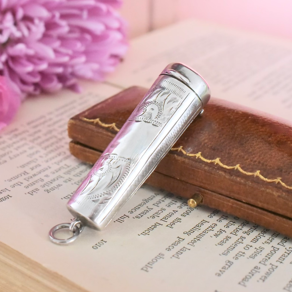 Antique Art Deco Sterling Silver Cheroot Holder Case - 1915