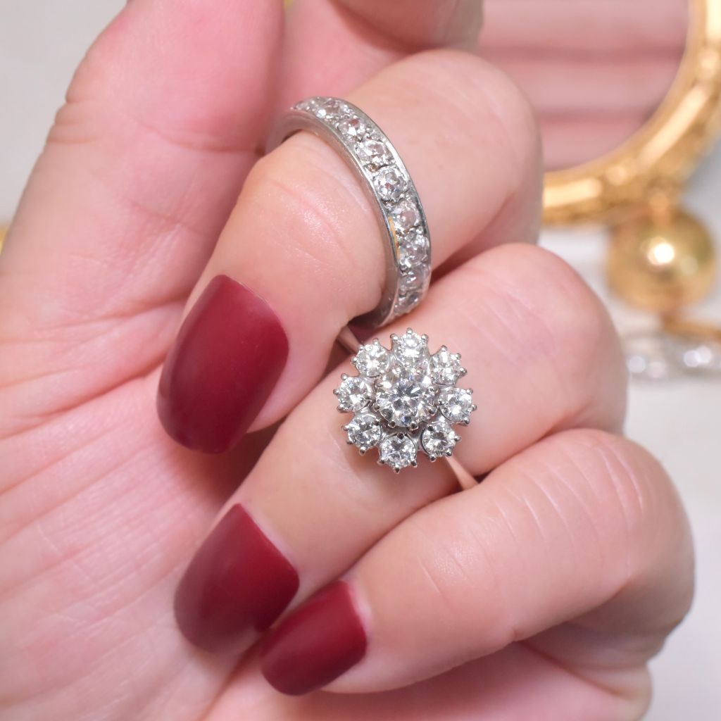 Modern 18ct White Gold And Diamond ‘Daisy’ Cluster Ring - 1.06ct