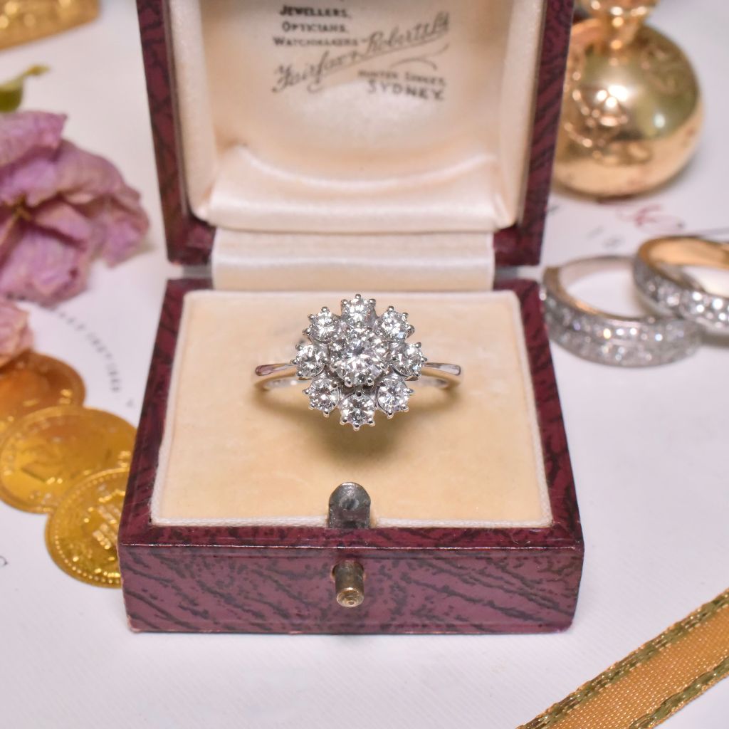 Modern 18ct White Gold And Diamond ‘Daisy’ Cluster Ring - 1.06ct