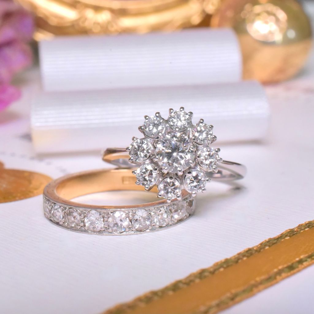 Modern 18ct White Gold And Diamond ‘Daisy’ Cluster Ring - 1.06ct