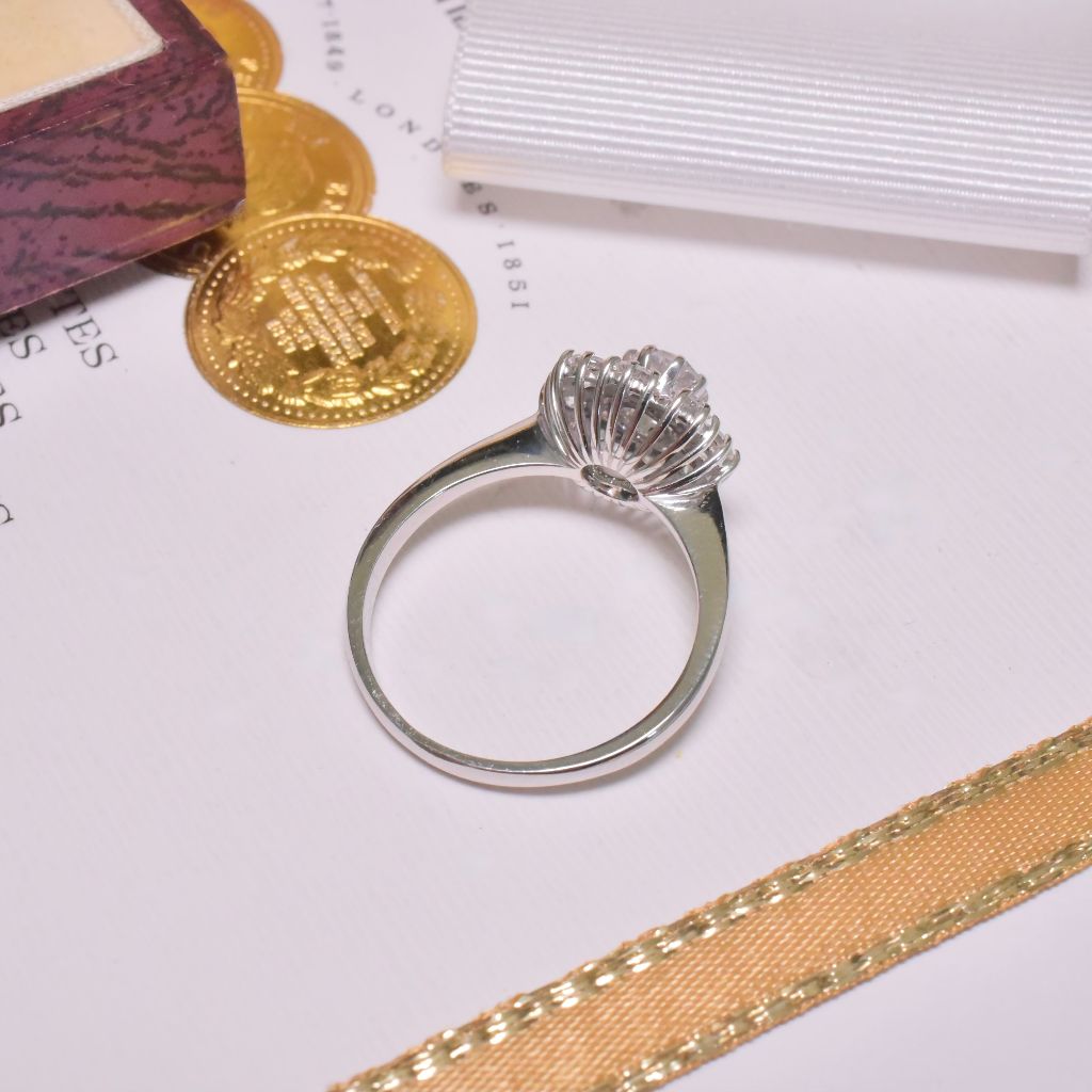 Modern 18ct White Gold And Diamond ‘Daisy’ Cluster Ring - 1.06ct