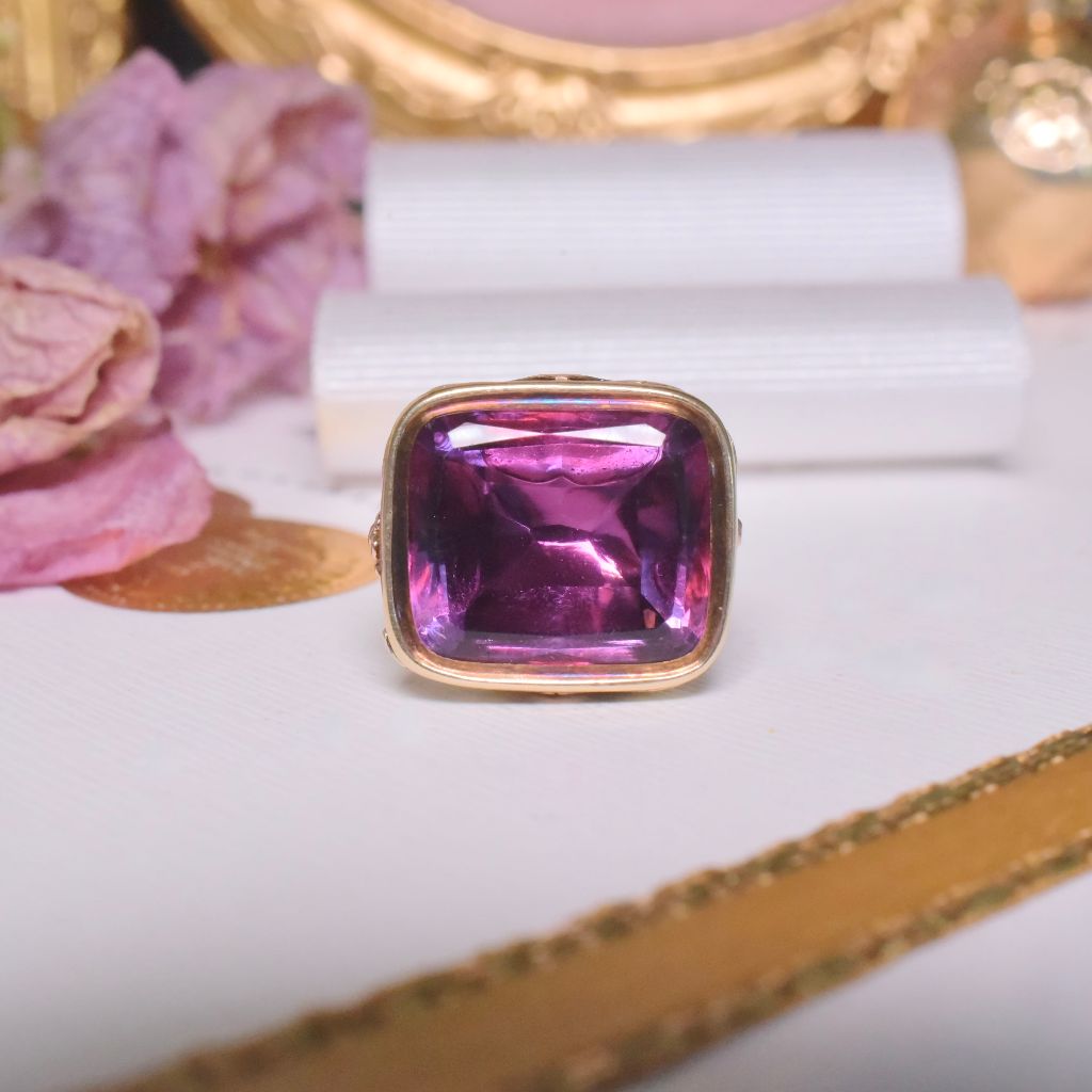 Antique Georgian / Early Victorian 15ct Bi-Colour Foil-Backed Amethyst Seal/Fob Circa 1820-30’s