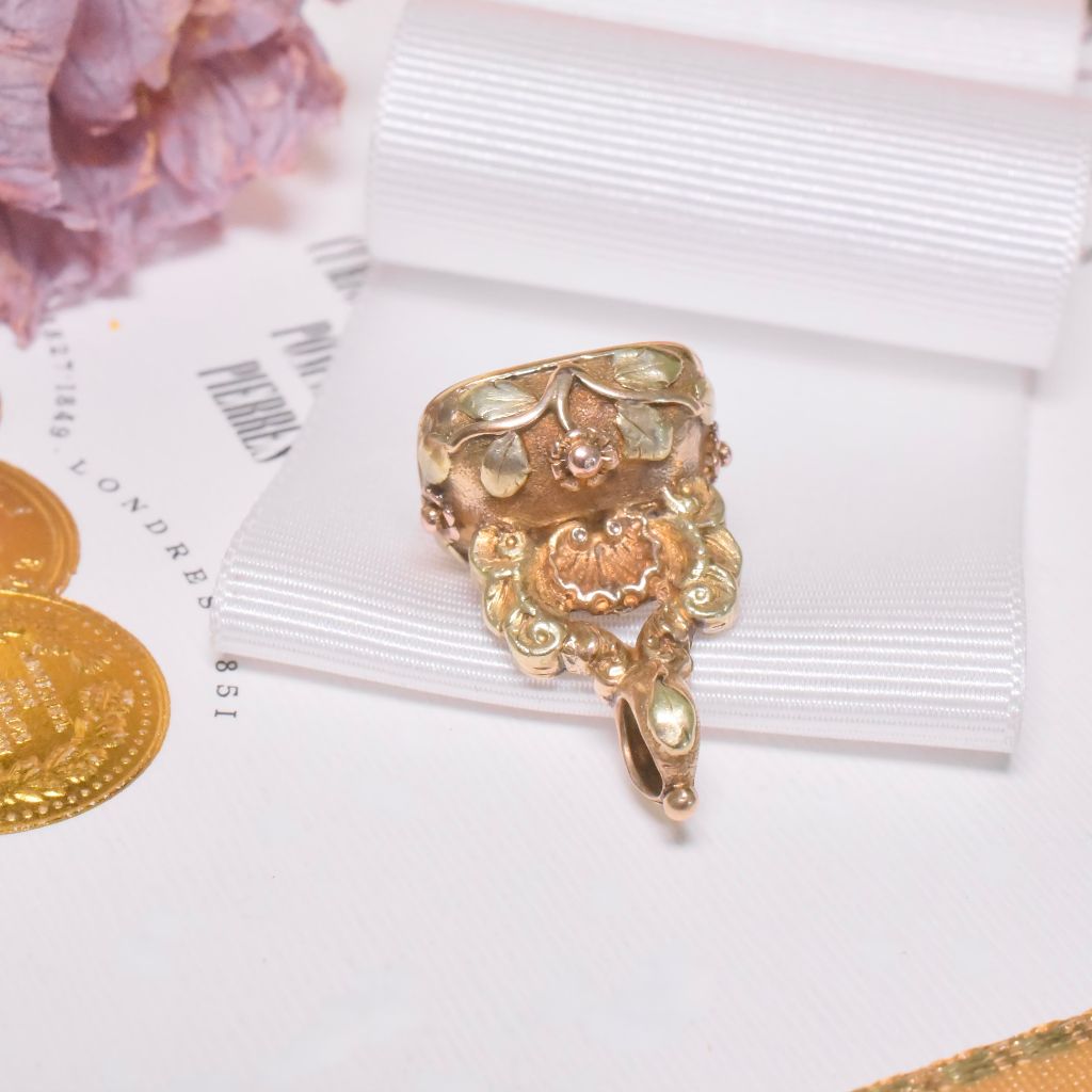Antique Georgian / Early Victorian 15ct Bi-Colour Foil-Backed Amethyst Seal/Fob Circa 1820-30’s