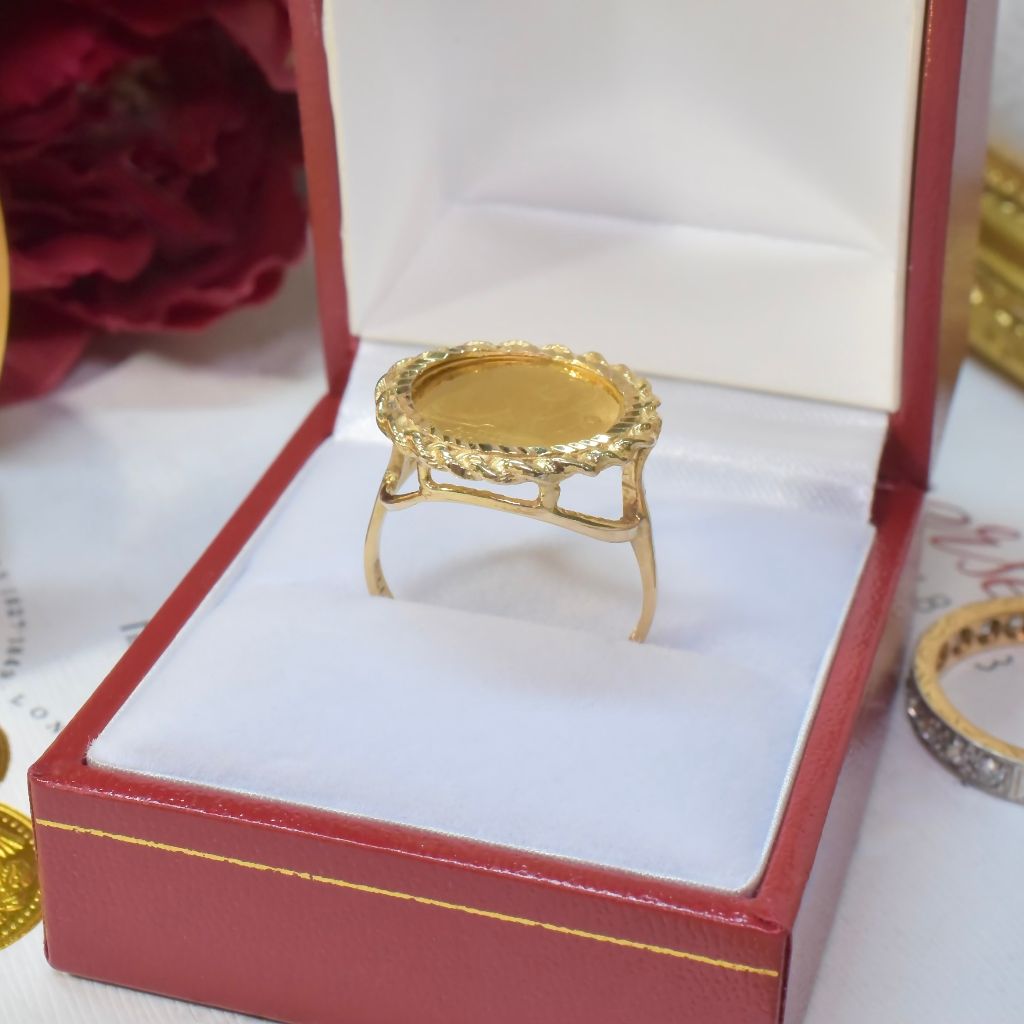 Stunning 24ct Gold 1990 Isle of Man ‘Alley Cat’ 1/25 Oz Crown Elizabeth II 9ct Gold Ring