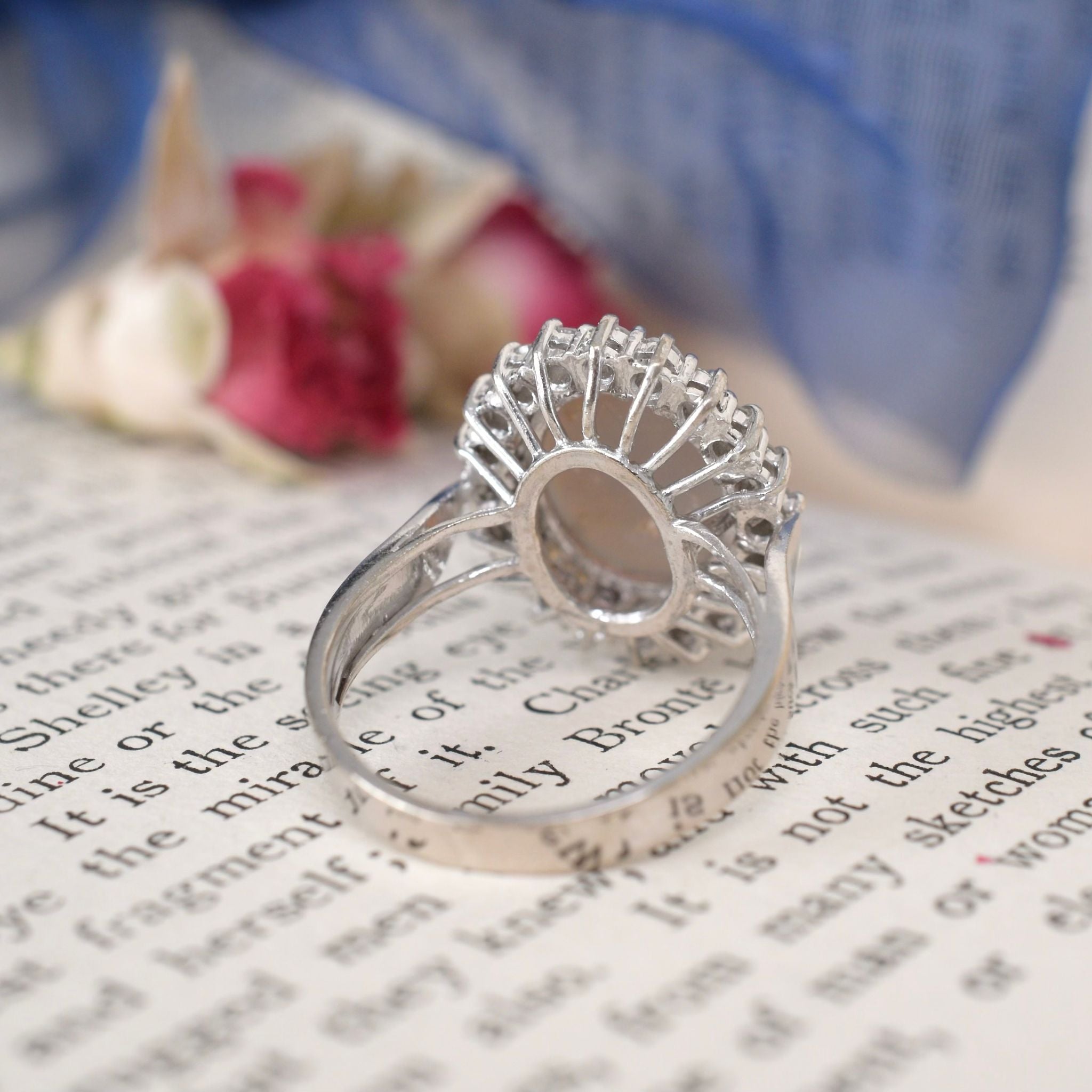 Contemporary 18ct White Gold Solid Dark Opal And Diamond Ring Independent Valuation Included In Purchase For $14,500 AUD