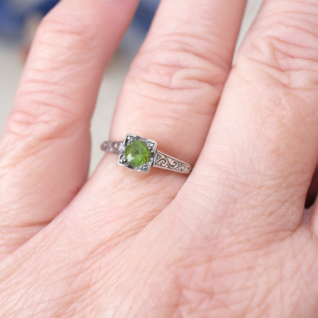 Vintage 9ct Rose Gold And Tourmaline Ring Circa 1940’s