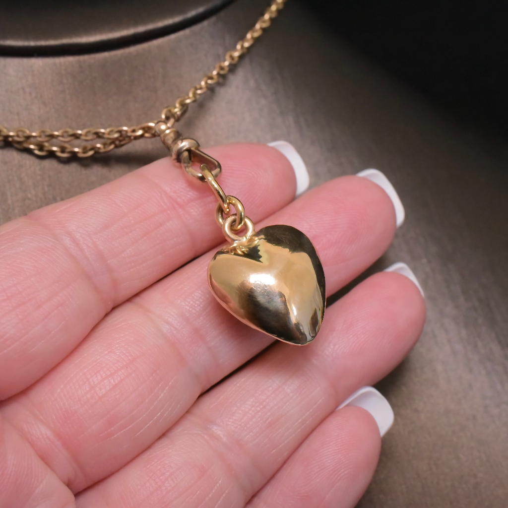 Antique Victorian 15ct Yellow Gold And Amethyst ‘Puffy’ Heart Pendant