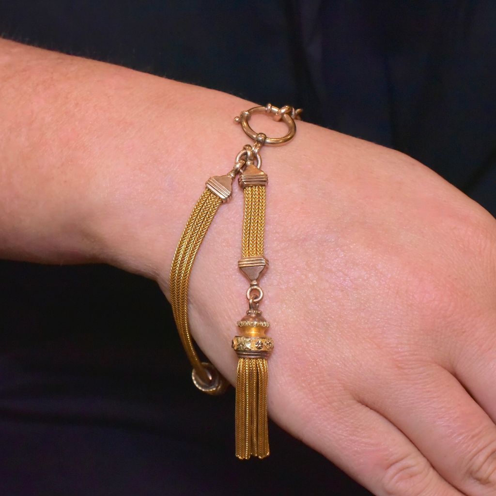 Antique Victorian 15ct And 9ct Tri-Colour Ladies Albertina Fob Chain Circa  1860-80