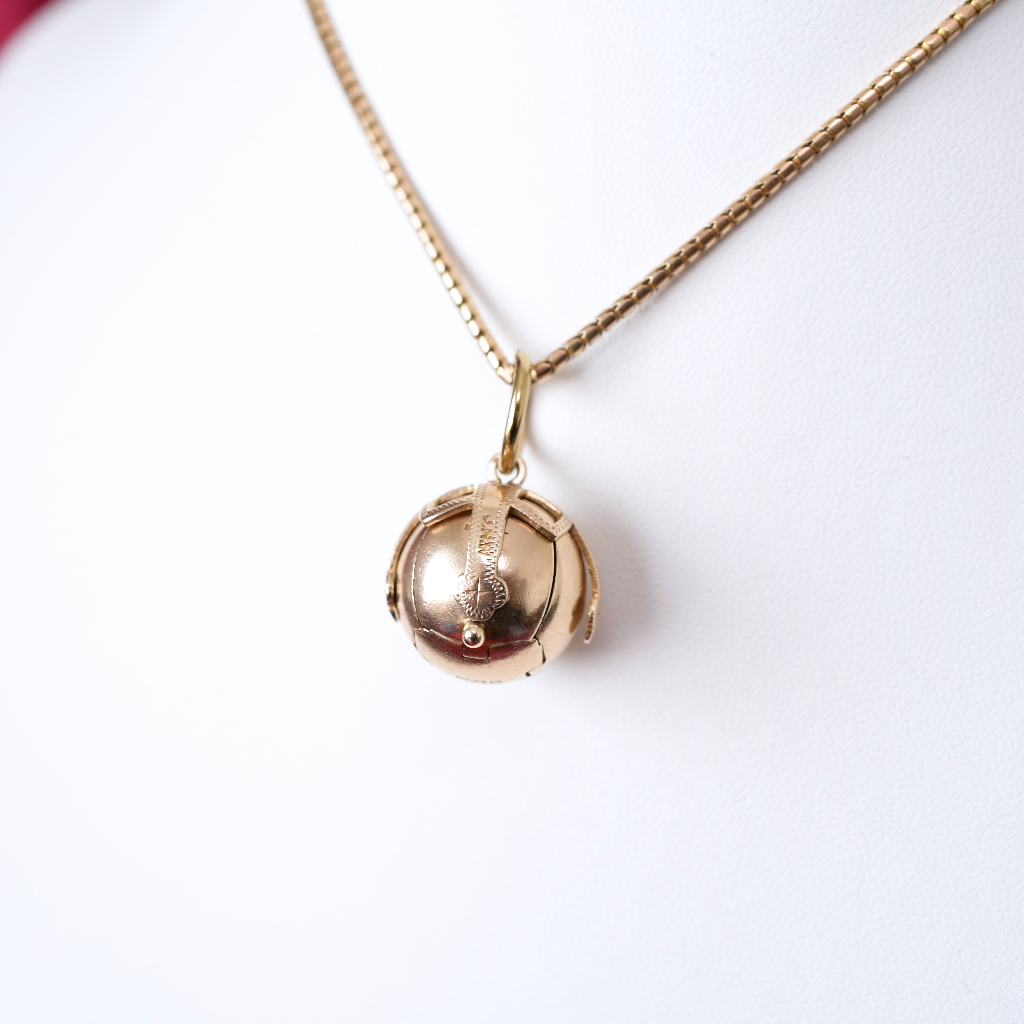 Antique British Masonic Orb Pendant 9ct Rose Gold And Silver 12.4 grams