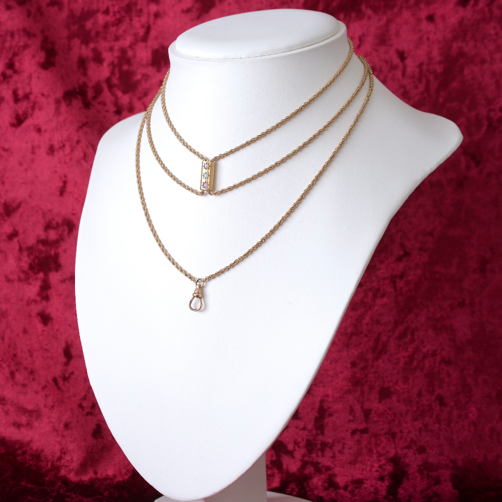 Antique Edwardian Rose **Gold Filled** Opal Slide Chain