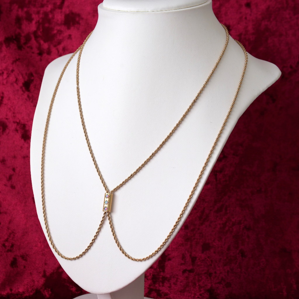 Antique Edwardian Rose **Gold Filled** Opal Slide Chain