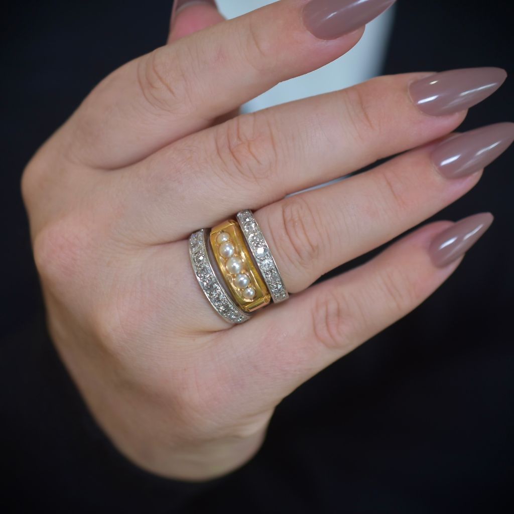 Antique Victorian 15ct Gold And Natural Half Pearl Ring - Hollis & Newman (Chester) 1883