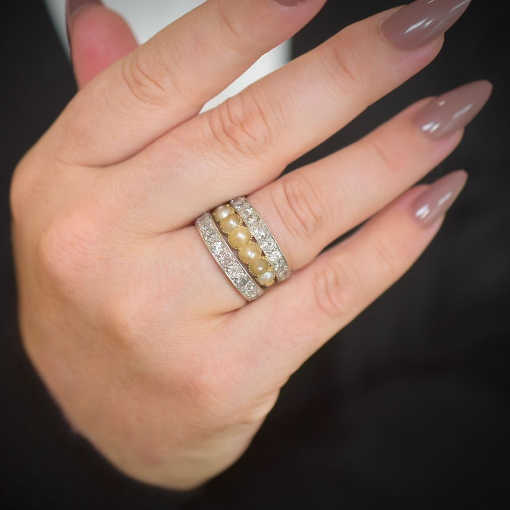 Antique Georgian 15ct Yellow Gold Half Hoop Natural Half Pearl Ring Circa 1815-25