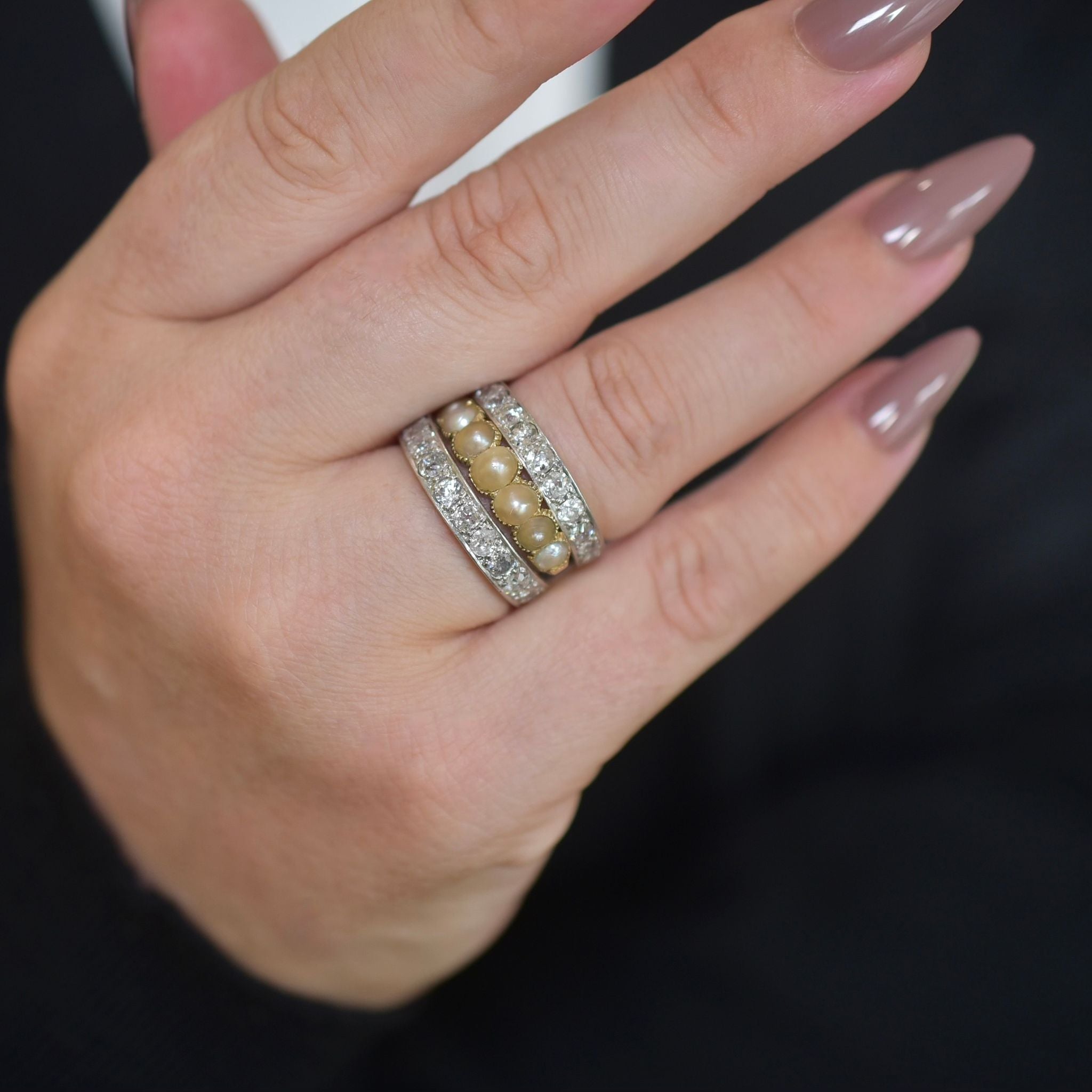 Antique Georgian 15ct Yellow Gold Half Hoop Natural Half Pearl Ring Circa 1815-25
