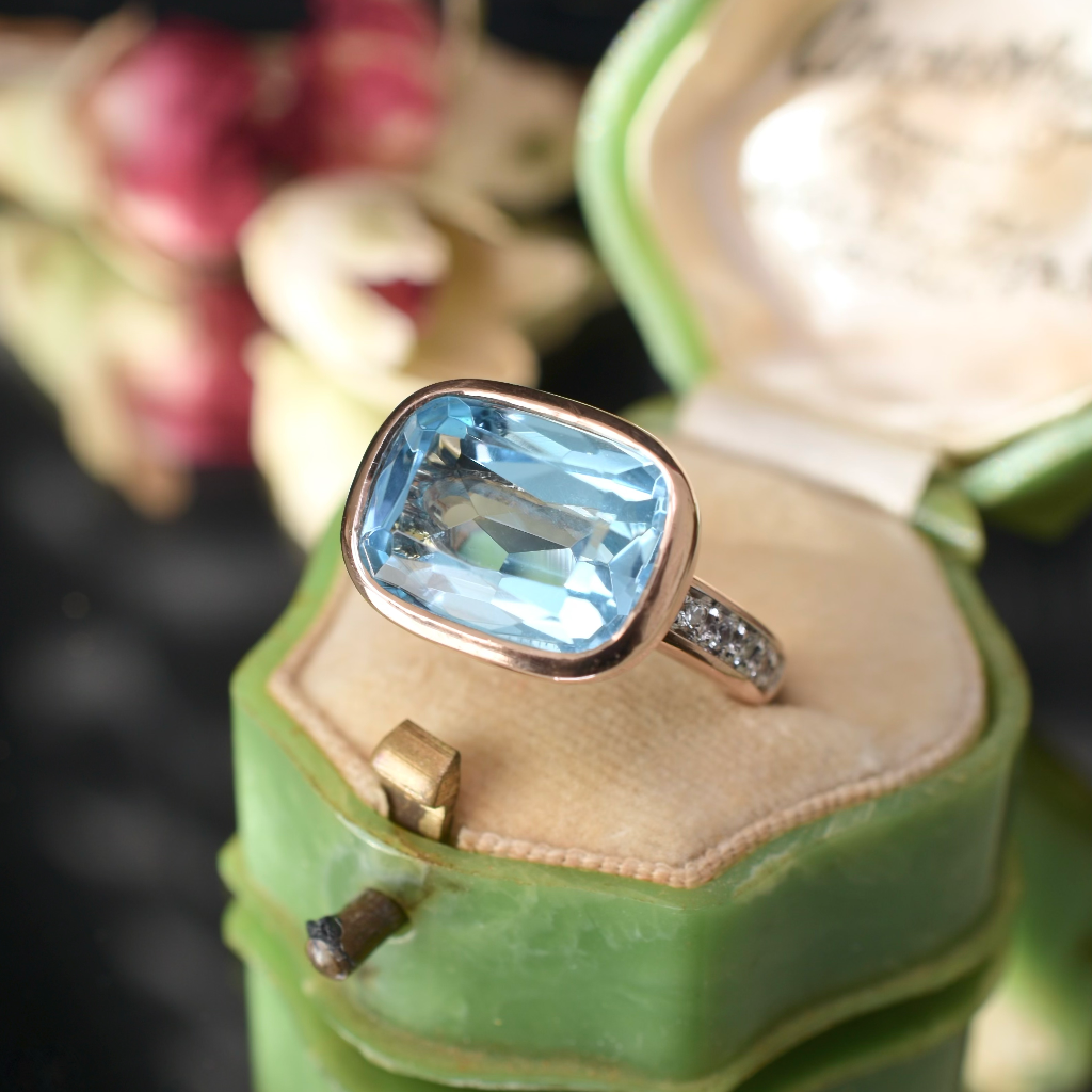 Contemporary 9ct Rose Gold Topaz And Diamond Ring