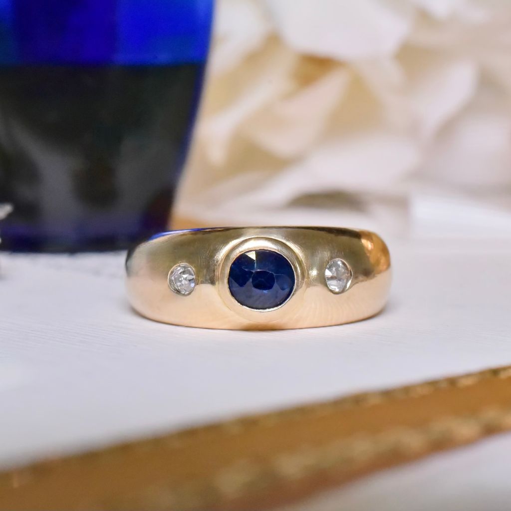 Estate 18ct Yellow Gold Sapphire And Diamond Ring