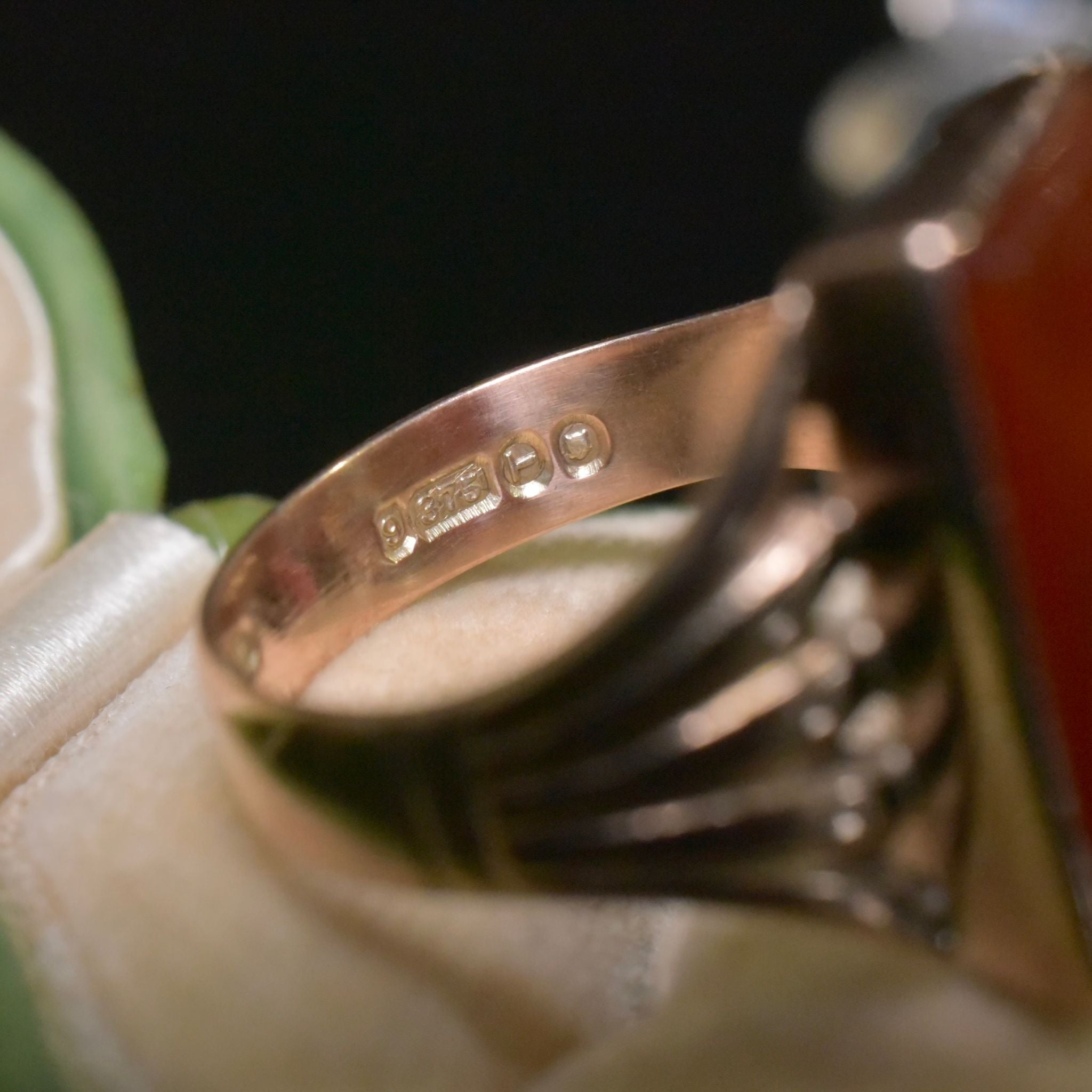 Vintage 9ct Rose Gold And Carnelian Ring - London 1954