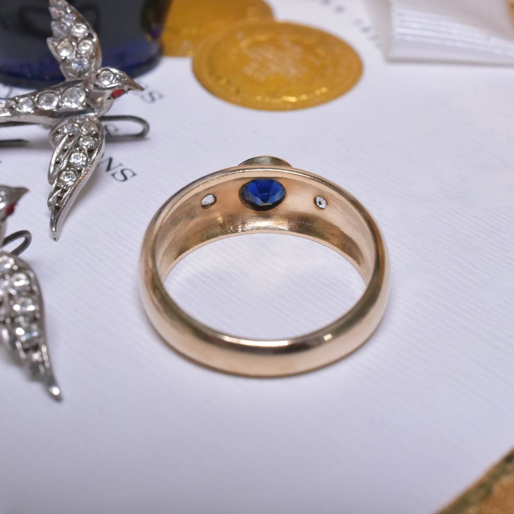 Estate 18ct Yellow Gold Sapphire And Diamond Ring