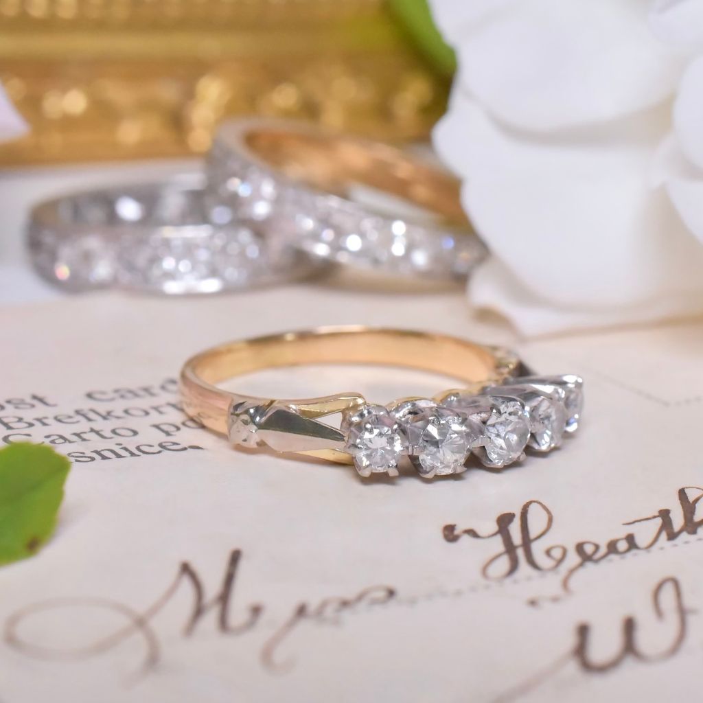 Vintage 18ct Yellow Gold Five Stone Diamond Ring - 0.48ct