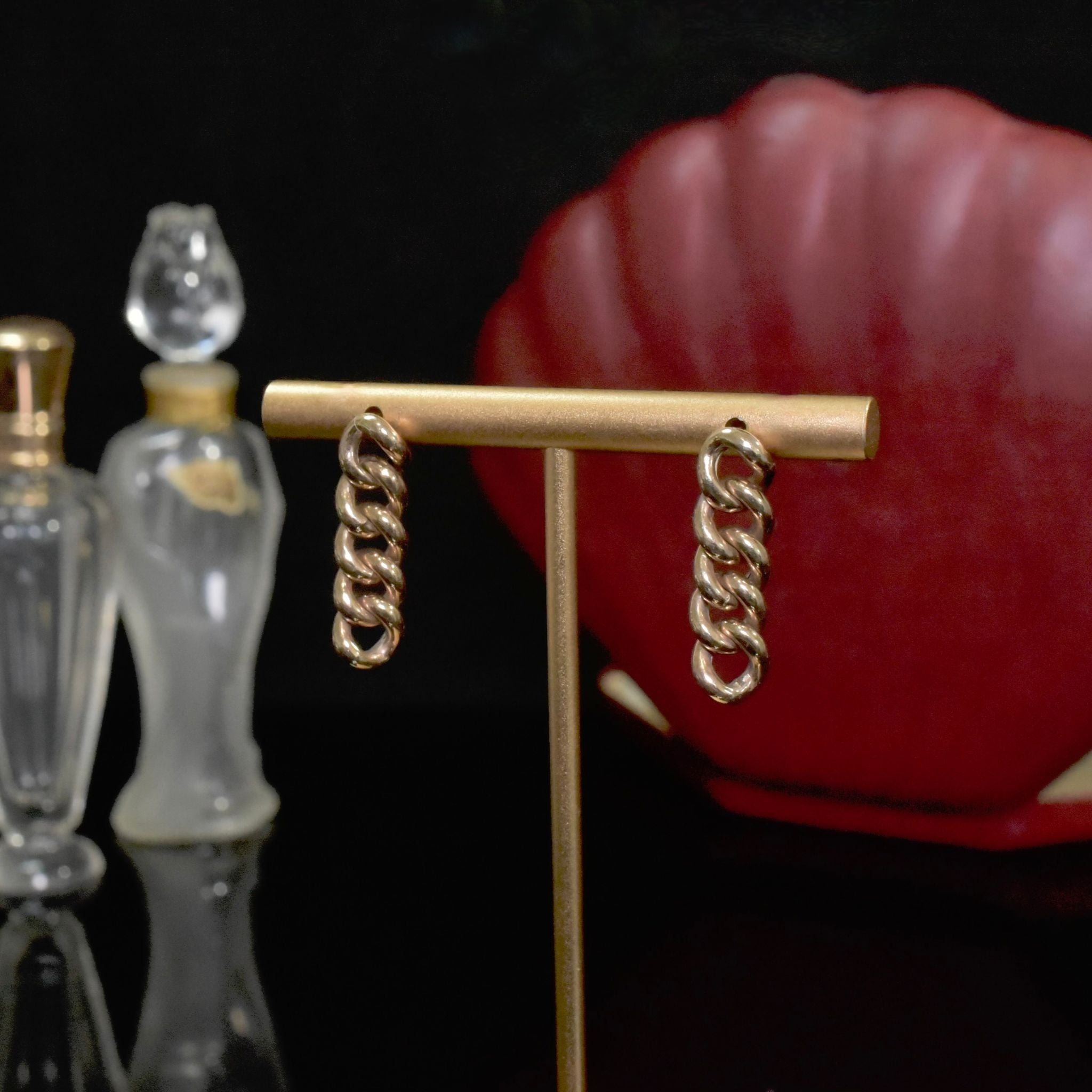 Modern 9ct Yellow Gold Curblink Drop Earrings