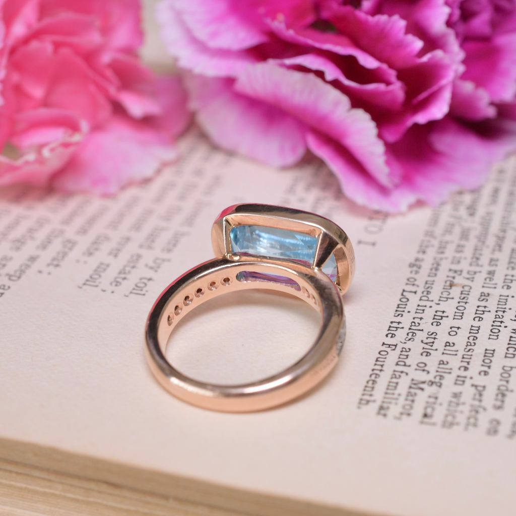 Contemporary 9ct Rose Gold Topaz And Diamond Ring