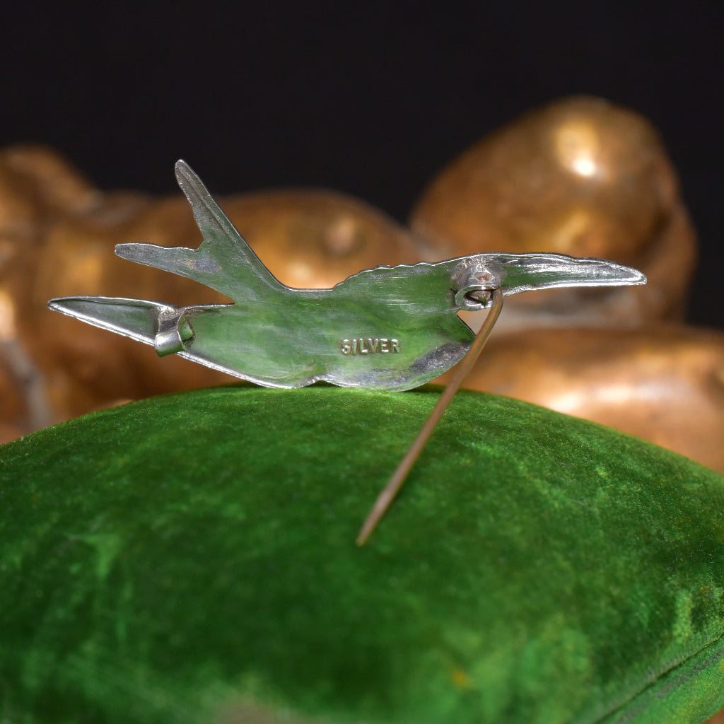 Vintage Australian Silver And Guilloche Enamel ‘Bluebird Of Happiness’ Brooch Circa 1950-1970’s