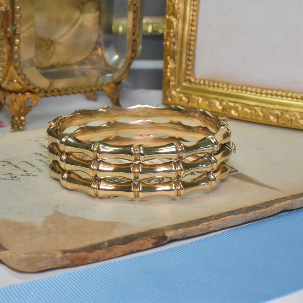 Antique 9ct Yellow Gold Triple Bamboo Bangle Circa 1910-15