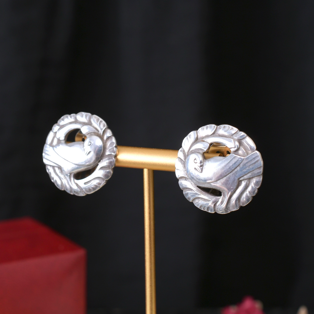 Vintage Georg Jensen Sterling Silver ‘Dove’ Earrings By Kristian Møhl-Hansen