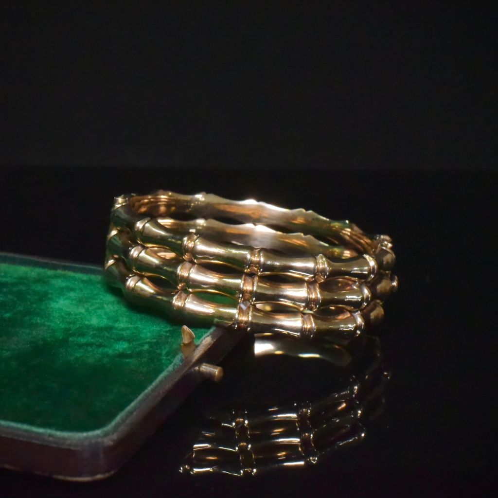 Antique 9ct Yellow Gold Triple Bamboo Bangle Circa 1910-15