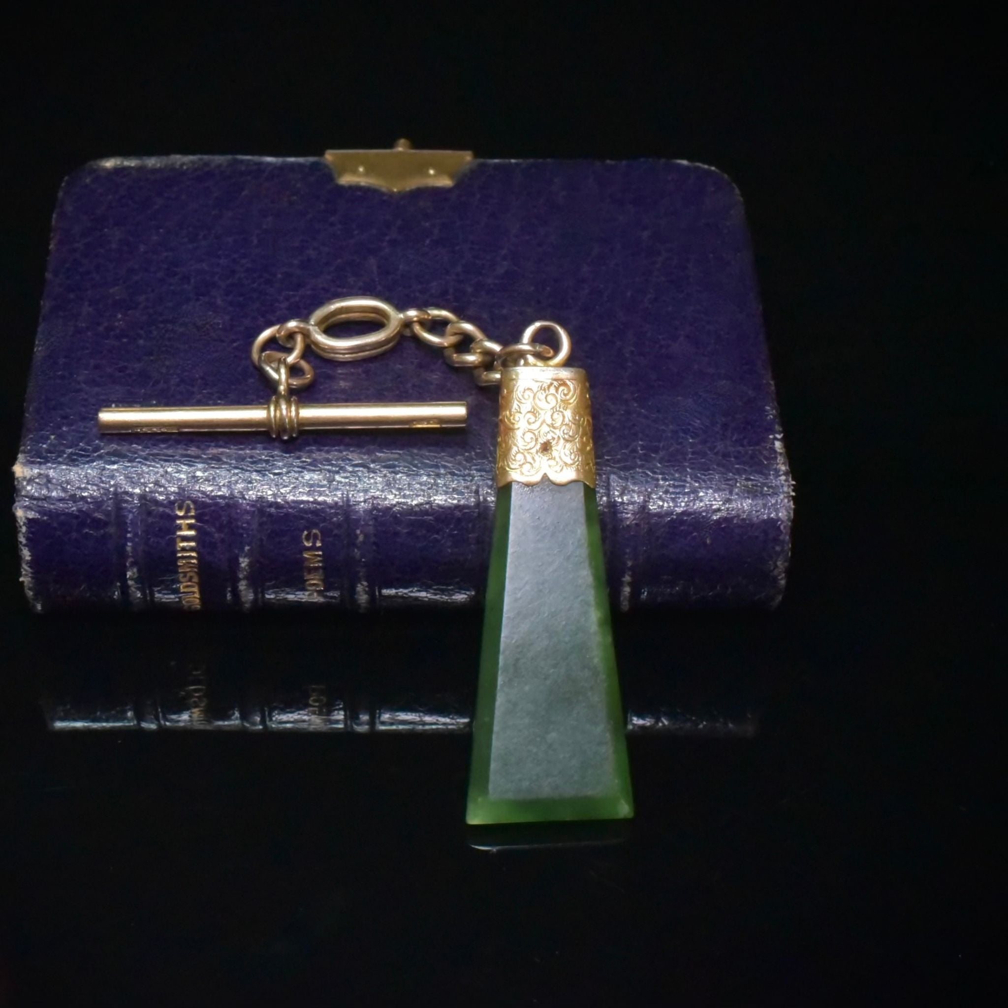 Antique Edwardian 15ct Rose Gold And Nephrite Jade Sliding Watch Fob Pendant Circa 1910