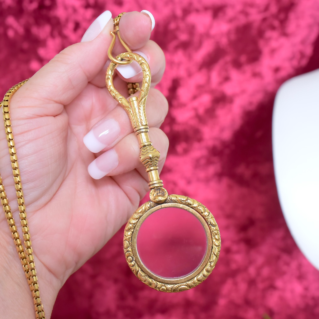 Antique Victorian 18ct Gold Mounted Magnifying Quizzing Glass