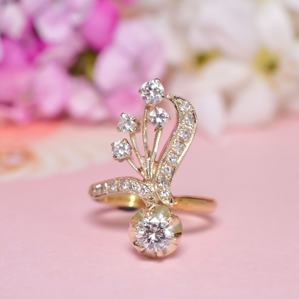 Vintage Soviet Russian 18ct Yellow Gold And Diamond Ring - 1.04ct Independent Valuation Included $7740.00 AUD