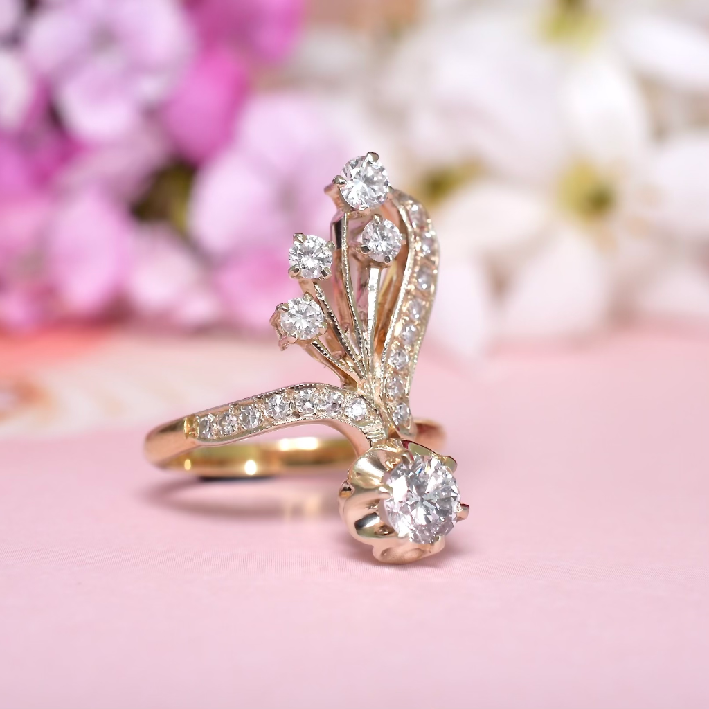 Vintage Soviet Russian 18ct Yellow Gold And Diamond Ring - 1.04ct Independent Valuation Included $7740.00 AUD