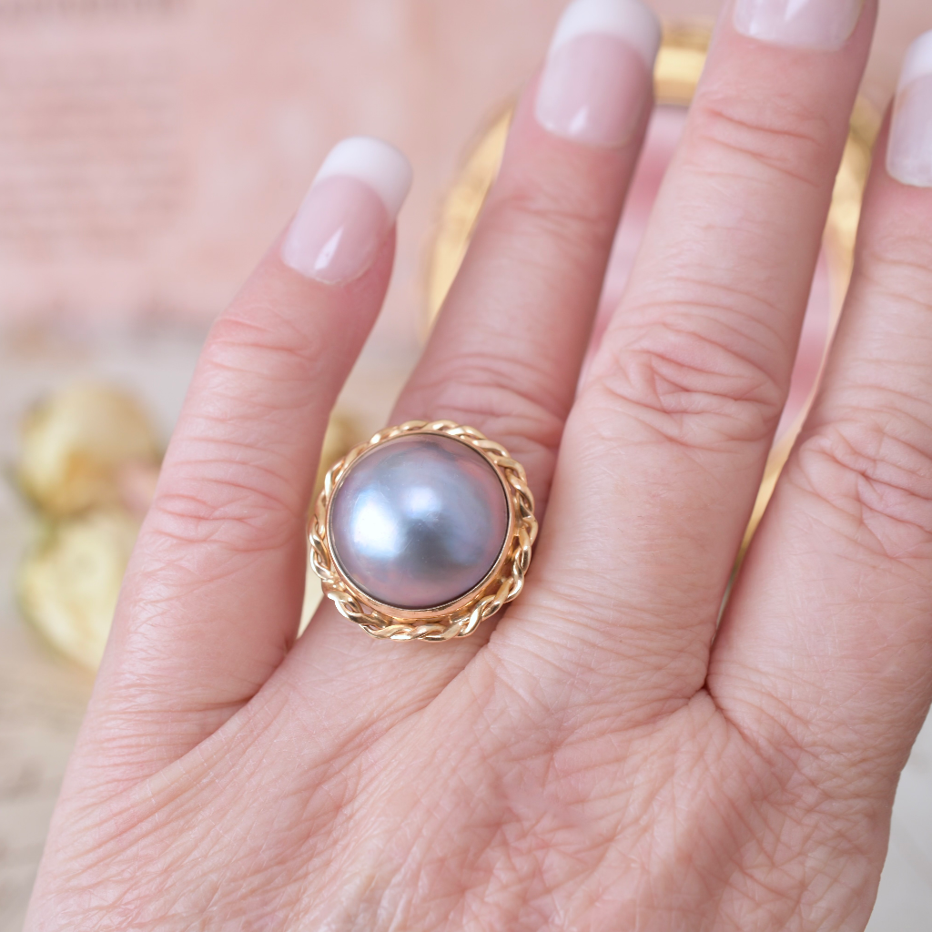 Contemporary 9ct Rose Gold Lilac Lavender Mabe Pearl Ring