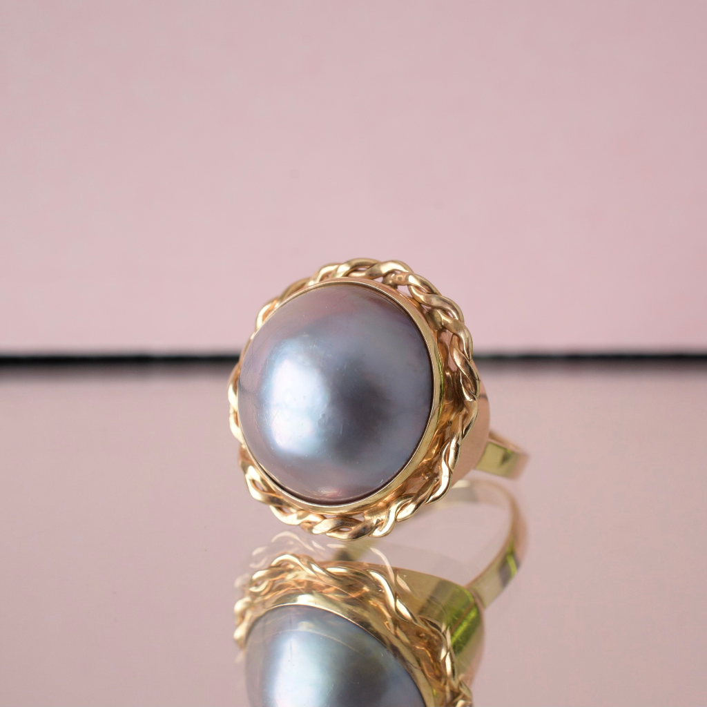 Contemporary 9ct Rose Gold Lilac Lavender Mabe Pearl Ring