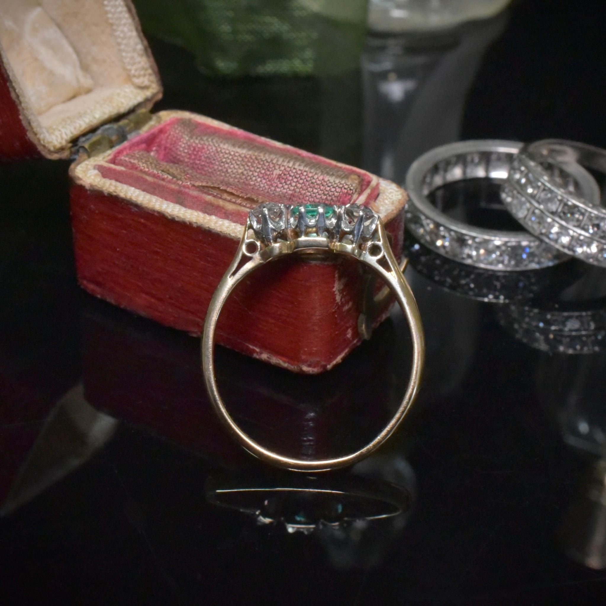 Antique Art Deco 18ct Gold And Platinum Emerald And Diamond Ring Circa 1930
