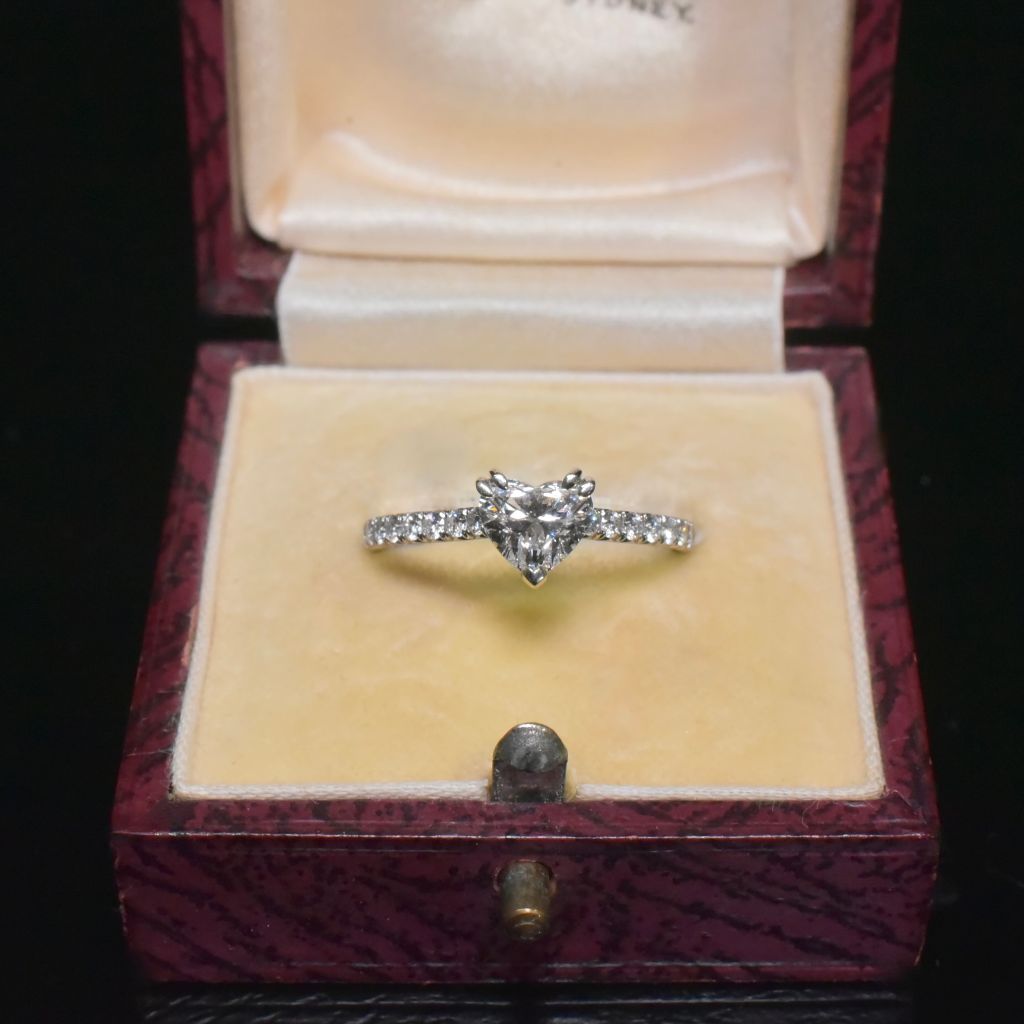 Contemporary Platinum ‘D’ Colour 0.70ct ‘Heart-Cut’ Diamond Ring - 0.93ct TDW By Paul Bram Melbourne RRP $8,950 AUD (GIA certificate included)