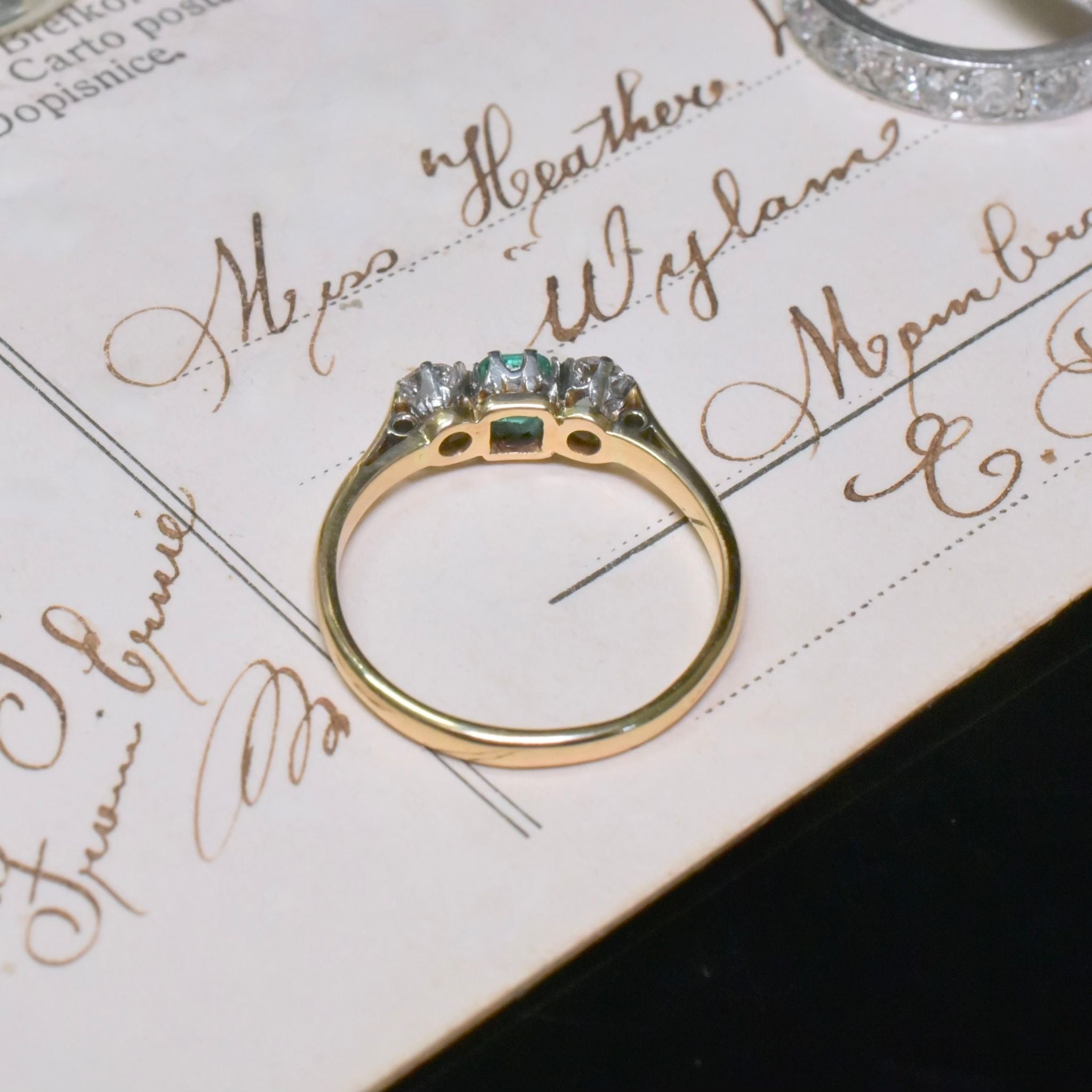 Antique Art Deco 18ct Gold And Platinum Emerald And Diamond Ring Circa 1930