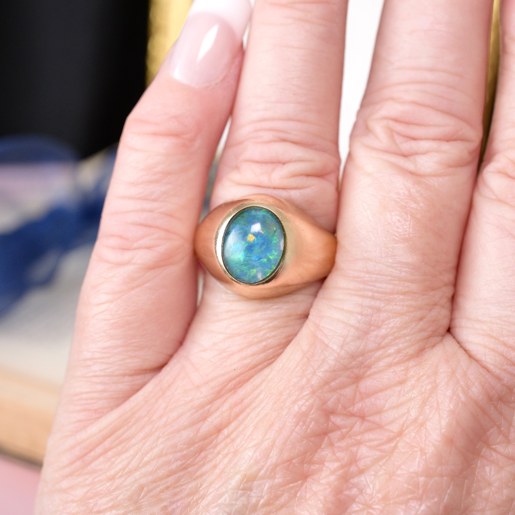 Vintage 9ct Rose Gold Opal Triplet Ring Circa 1950-70